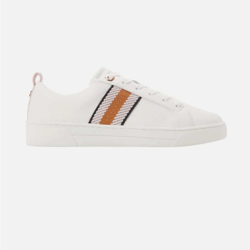 Ted Baker “Bailey Icon” Women's Leather Sneaker Shoes Size 8 White/Pink NEW